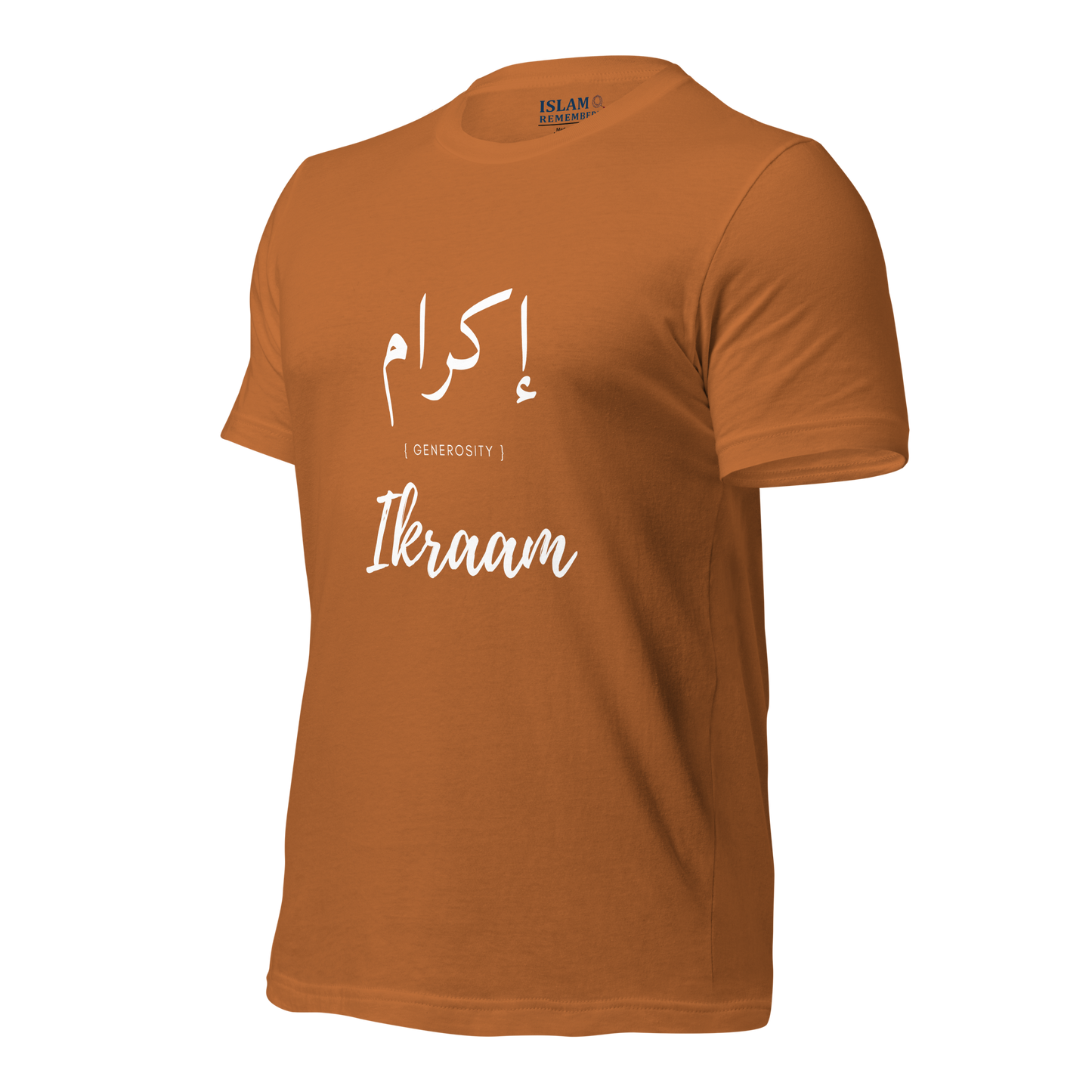ADULT T-Shirt - IKRAAM (GENEROSITY) Arabic/English - White