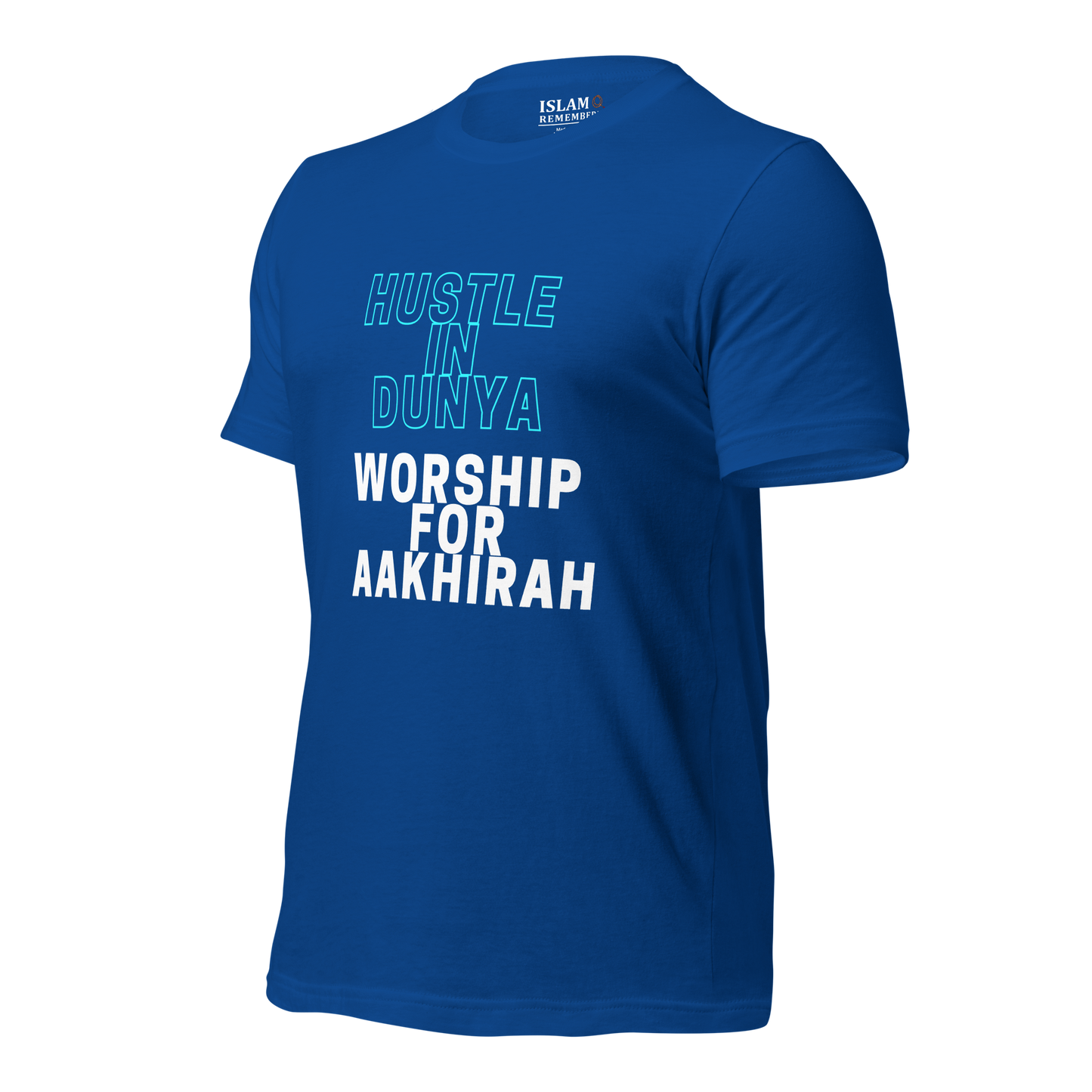 ADULT T-Shirt - HUSTLE & WORSHIP - Blue/White