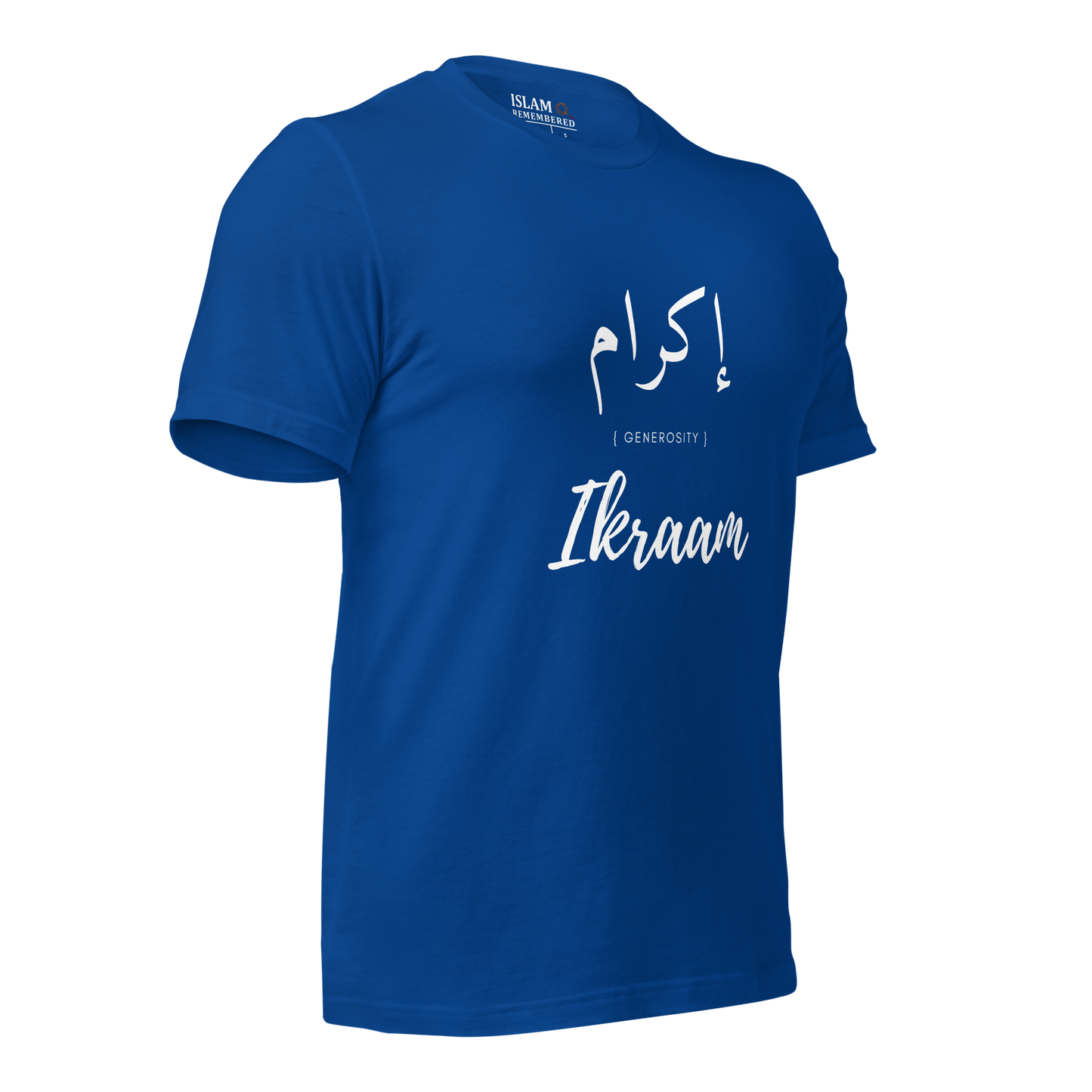 ADULT T-Shirt - IKRAAM (GENEROSITY) Arabic/English - White