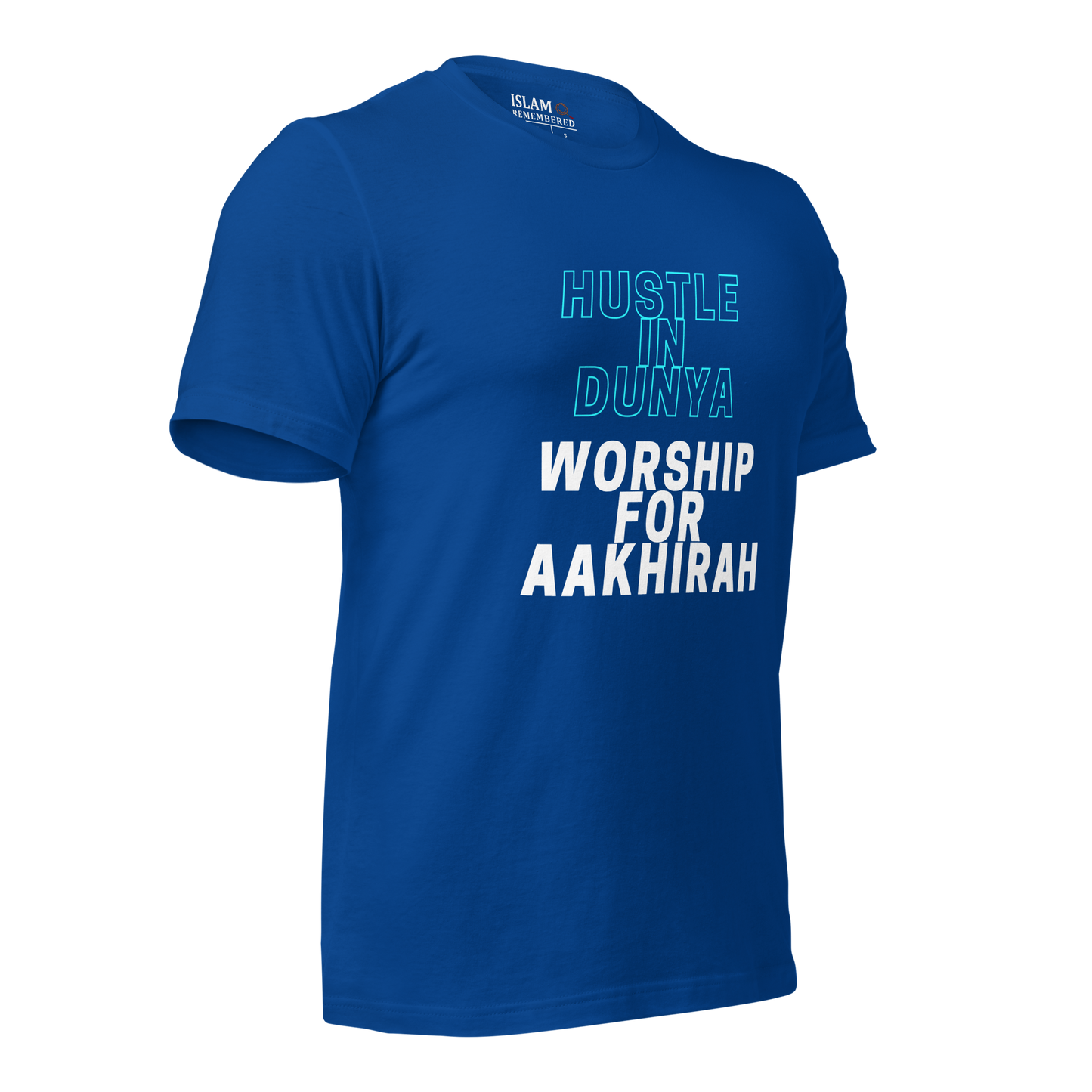 ADULT T-Shirt - HUSTLE & WORSHIP - Blue/White