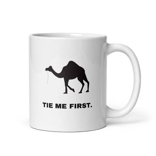 MUG Glossy White - TIE ME FIRST - Black