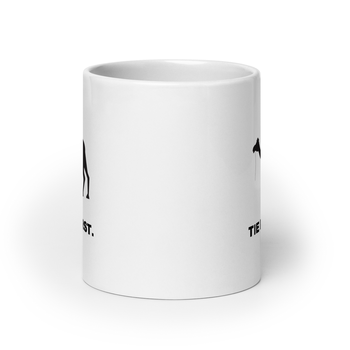 MUG Glossy White - TIE ME FIRST - Black