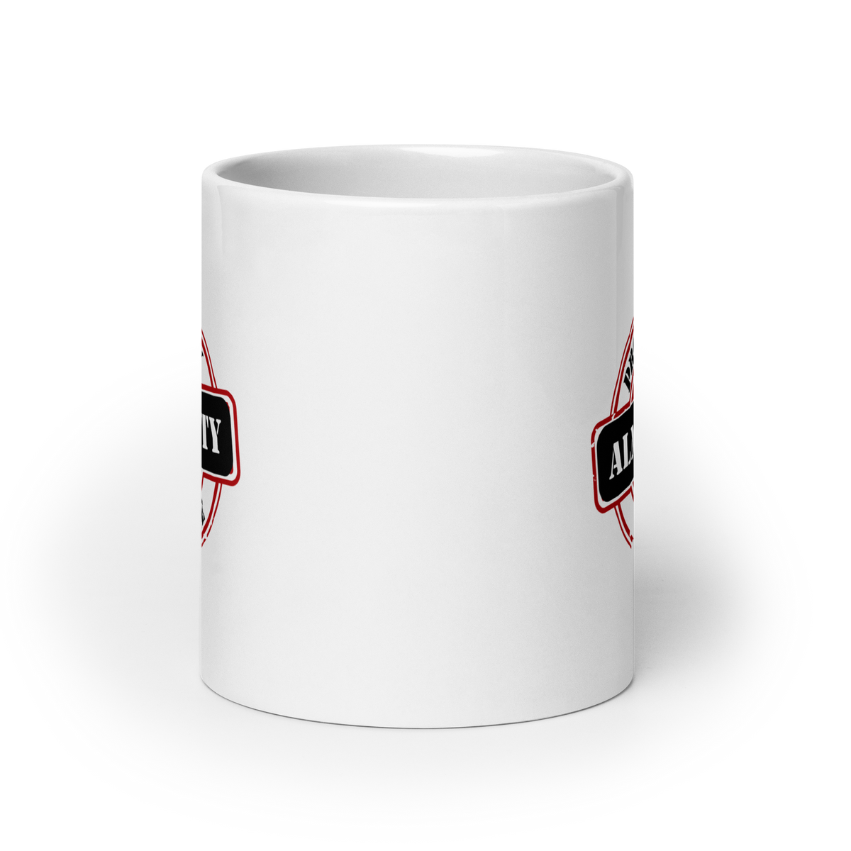 MUG Glossy White - PROPERTY OF THE ALMIGHTY - Black/White/Black