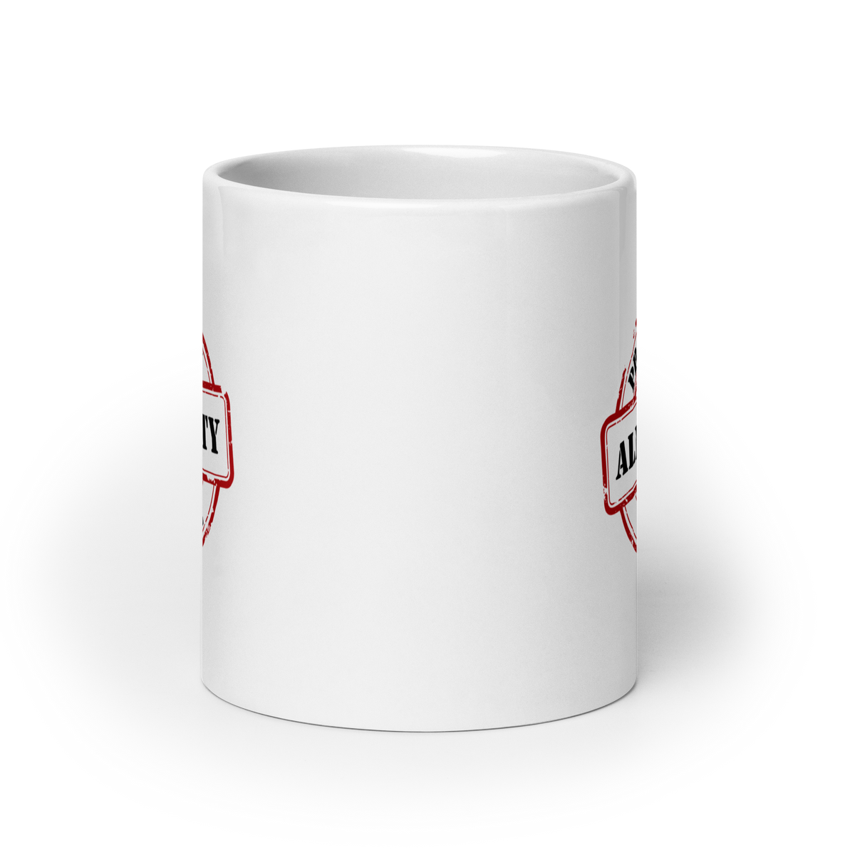 MUG Glossy White - PROPERTY OF THE ALMIGHTY - Black/White