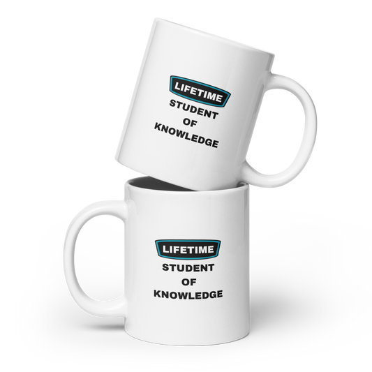MUG Glossy White - LIFETIME STUDENT - Black/Teal