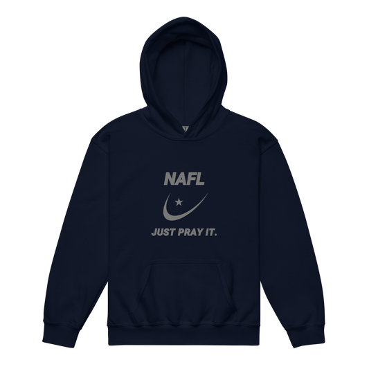 CHILDREN's Hoodie Heavy Blend (Youth) - NAFL JUST PRAY IT w/ Logo - Silver