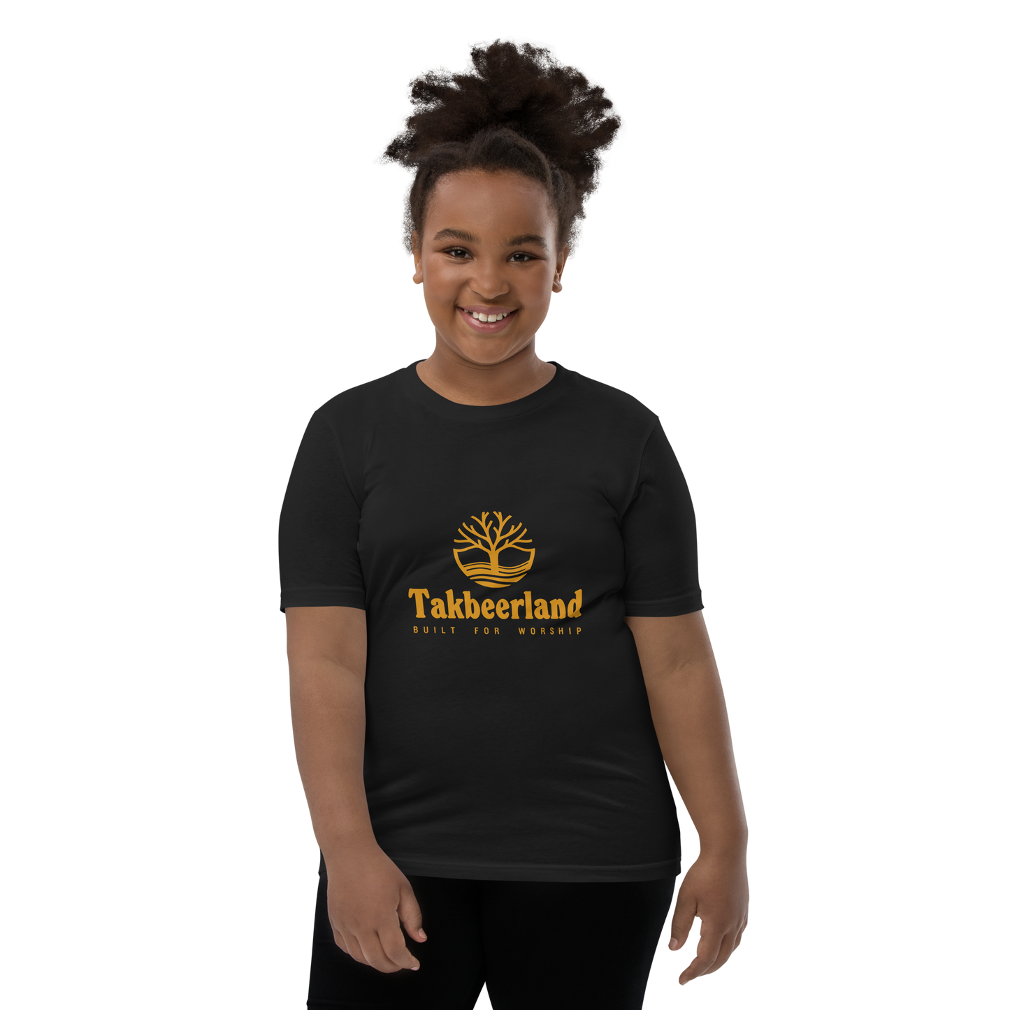 CHILDREN's T-Shirt - TAKBEERLAND FULL LOGO (Centered/Medium) - Gold