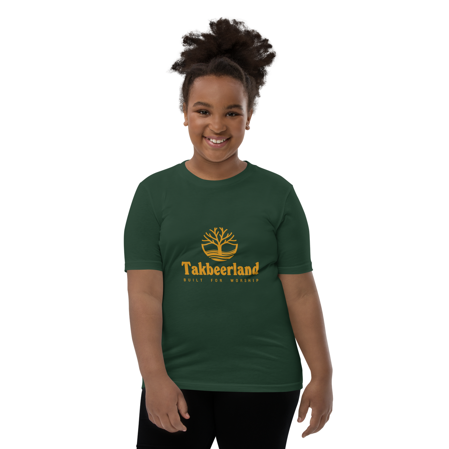CHILDREN's T-Shirt - TAKBEERLAND FULL LOGO (Centered/Medium) - Gold