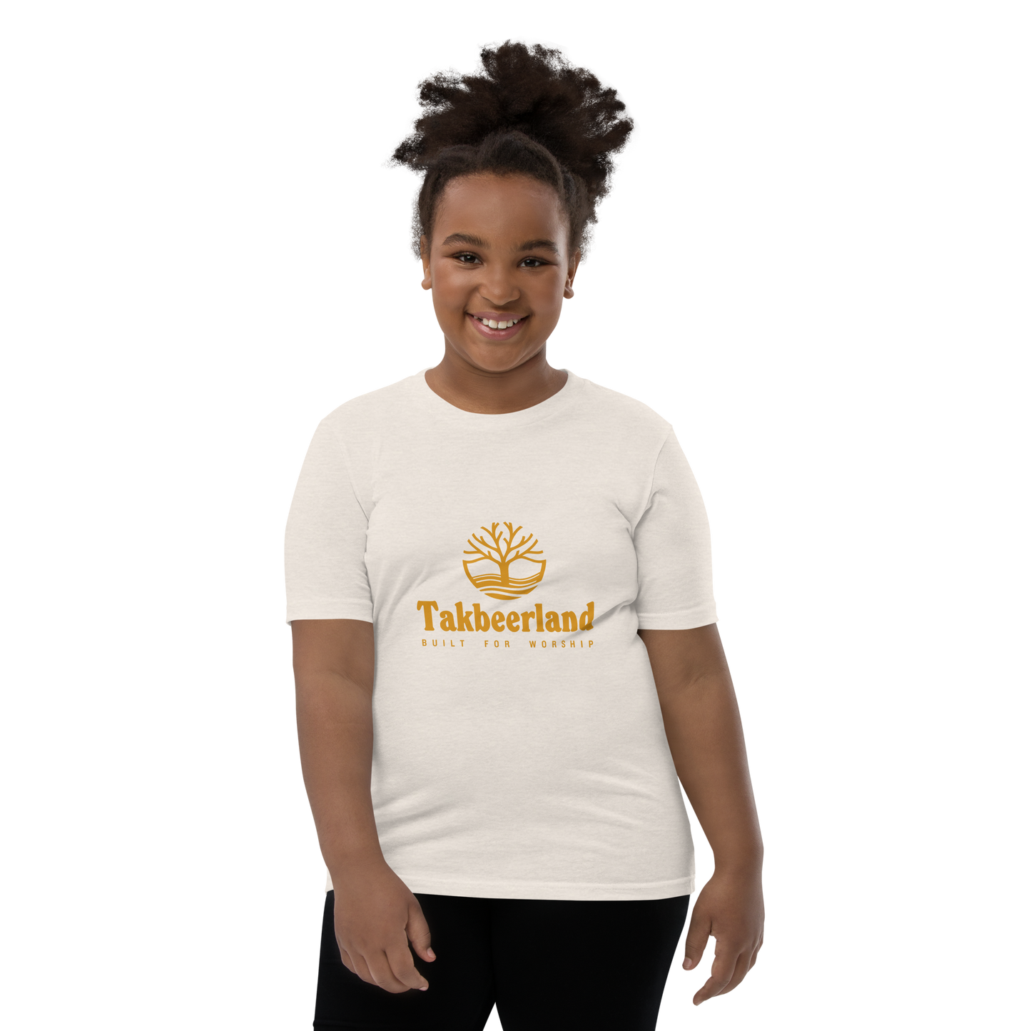 CHILDREN's T-Shirt - TAKBEERLAND FULL LOGO (Centered/Medium) - Gold