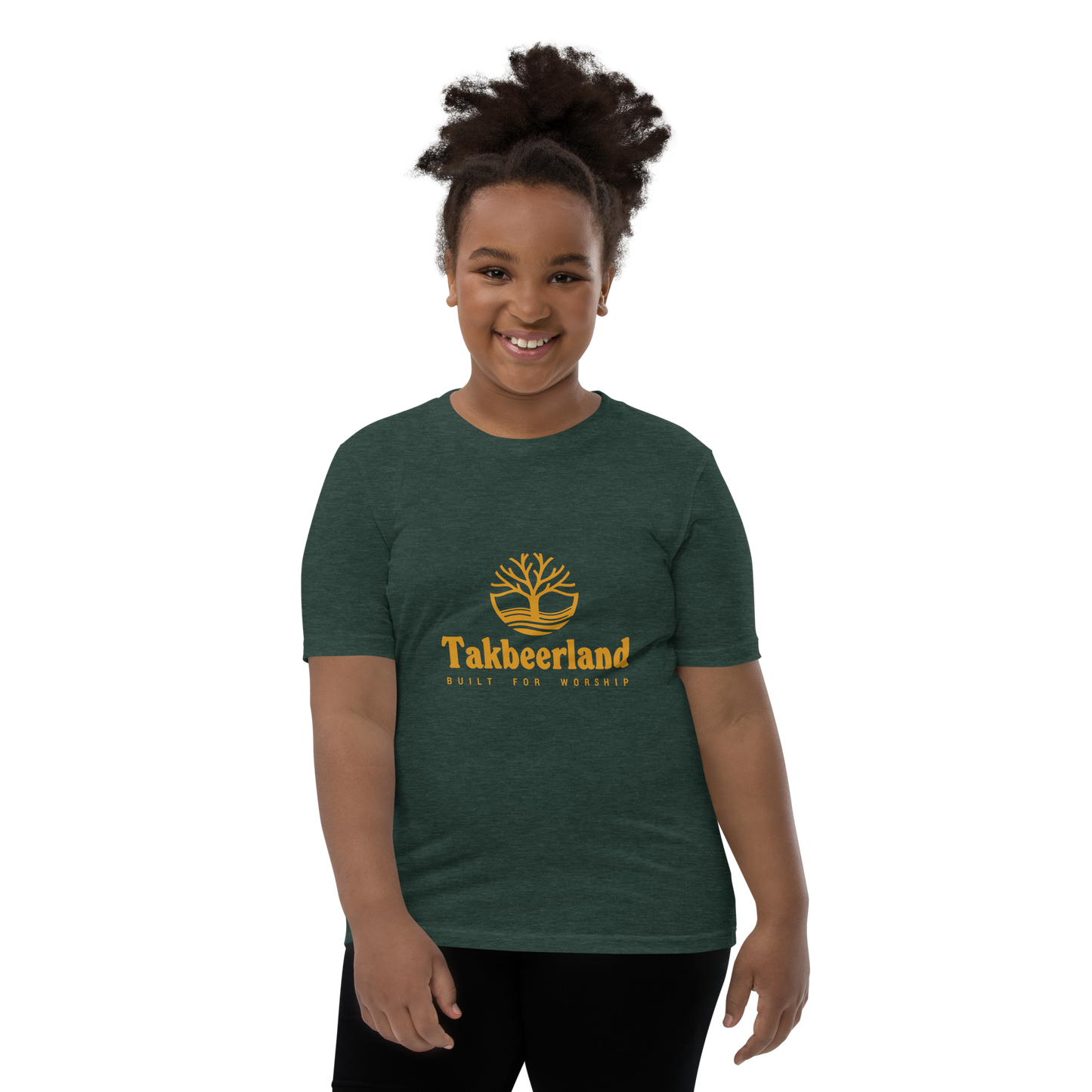 CHILDREN's T-Shirt - TAKBEERLAND FULL LOGO (Centered/Medium) - Gold