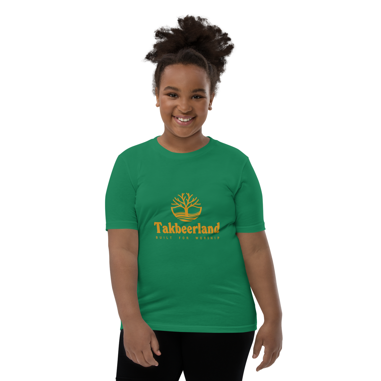 CHILDREN's T-Shirt - TAKBEERLAND FULL LOGO (Centered/Medium) - Gold