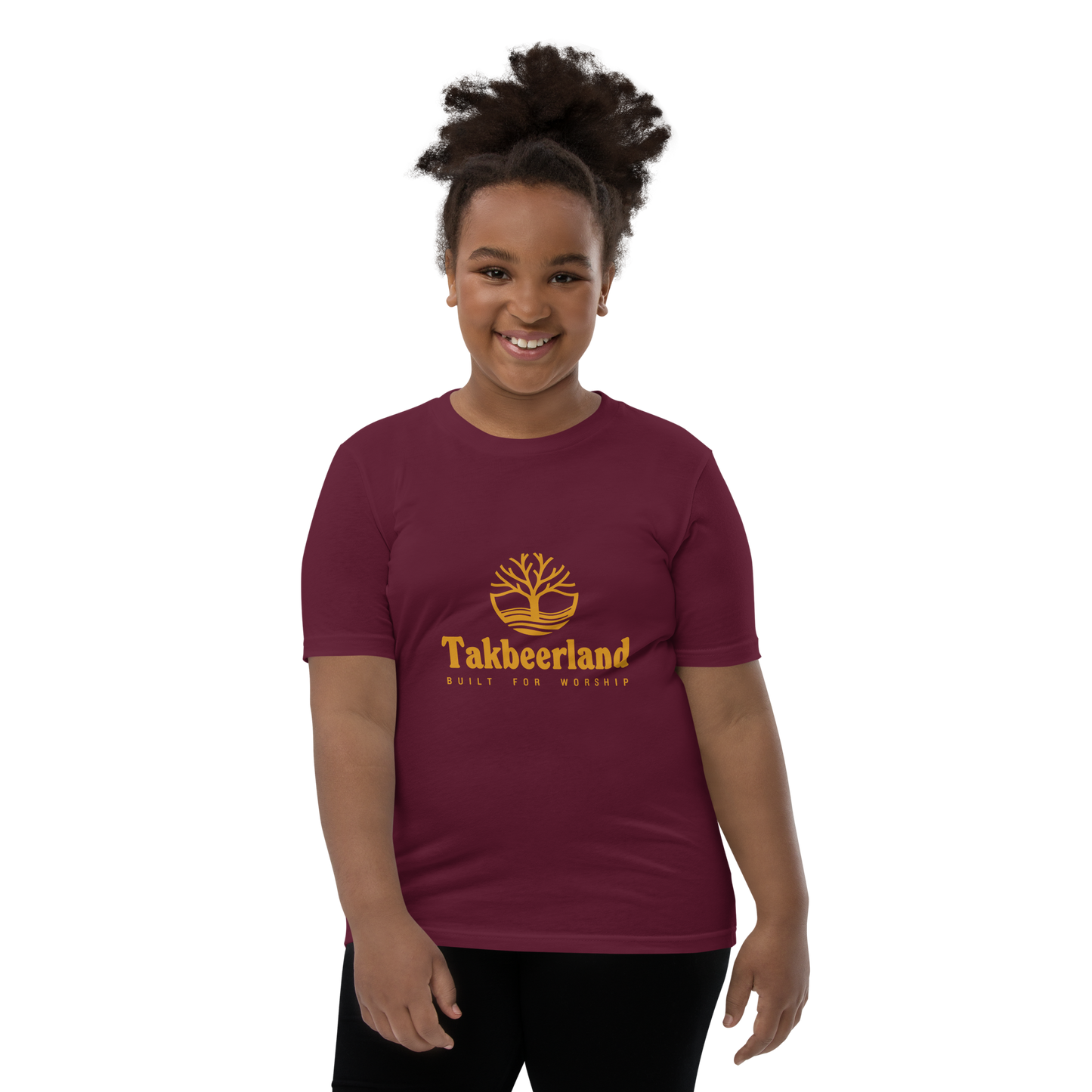 CHILDREN's T-Shirt - TAKBEERLAND FULL LOGO (Centered/Medium) - Gold