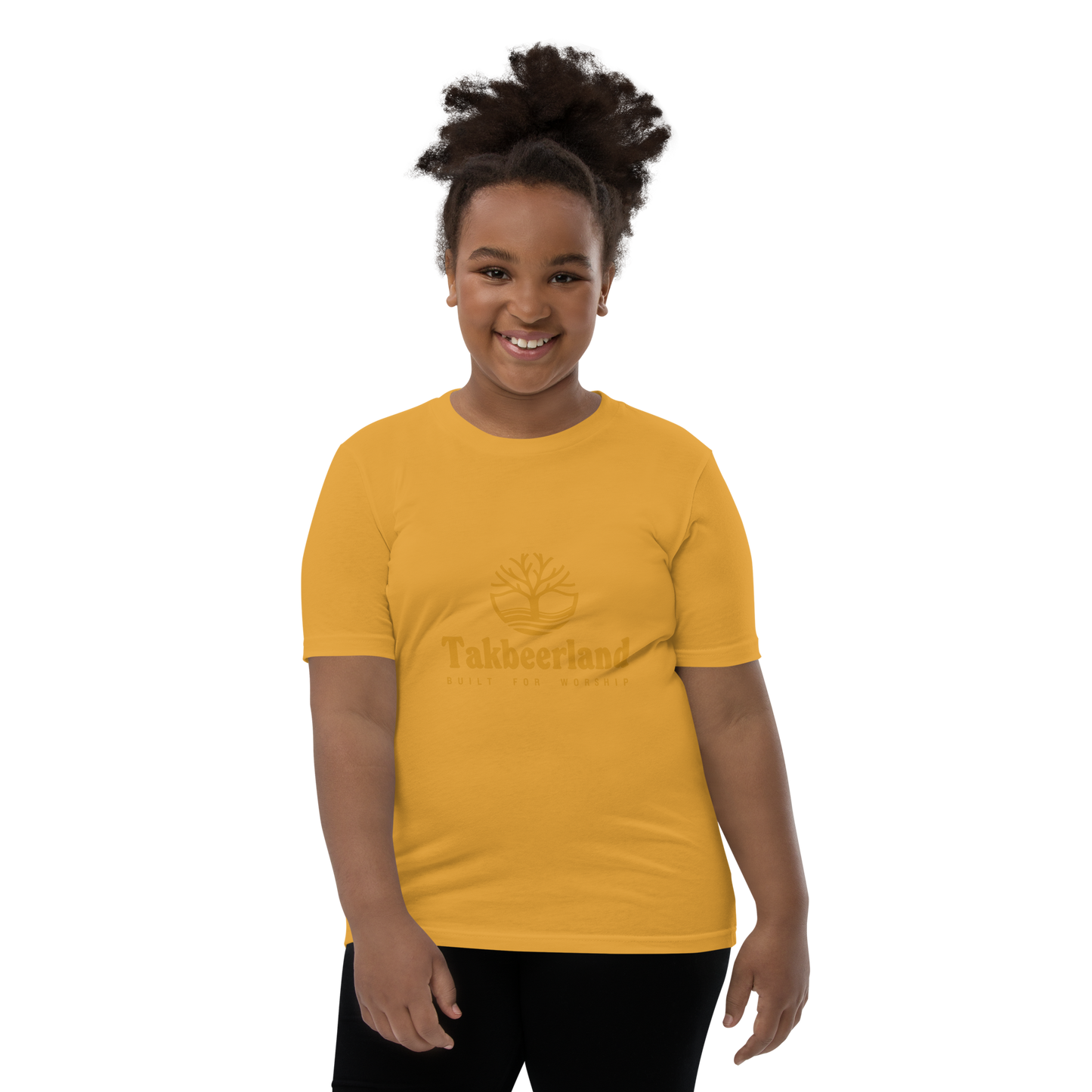 CHILDREN's T-Shirt - TAKBEERLAND FULL LOGO (Centered/Medium) - Gold