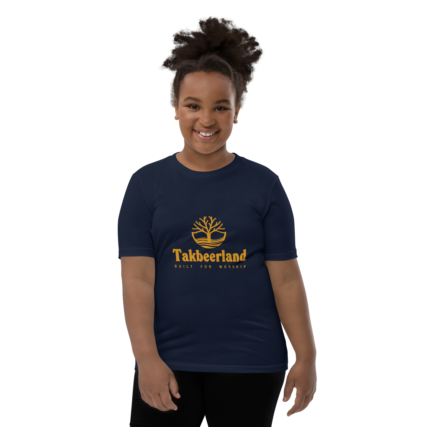 CHILDREN's T-Shirt - TAKBEERLAND FULL LOGO (Centered/Medium) - Gold