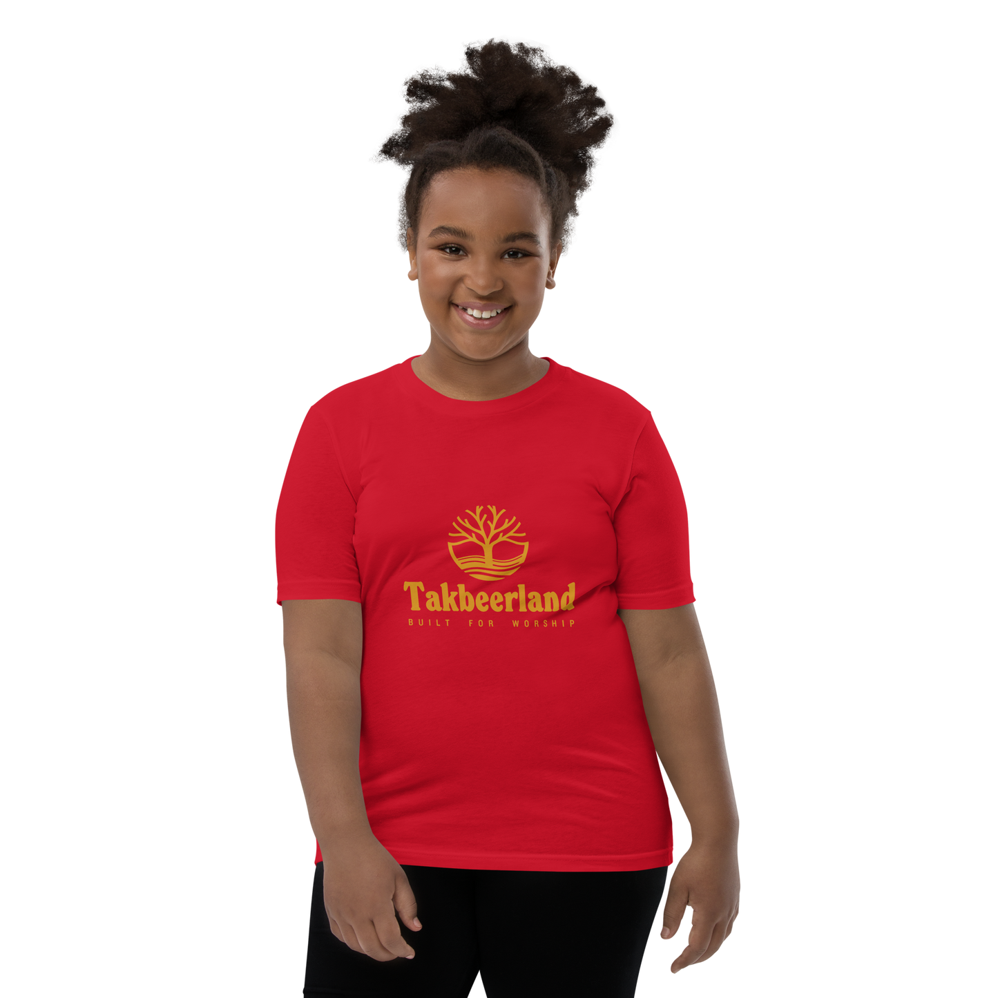 CHILDREN's T-Shirt - TAKBEERLAND FULL LOGO (Centered/Medium) - Gold