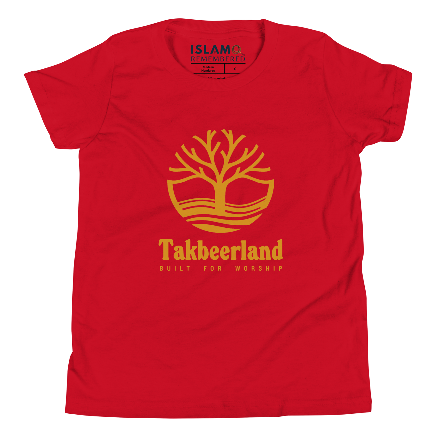 CHILDREN's T-Shirt - TAKBEERLAND FULL LOGO (Centered/Large) - Gold