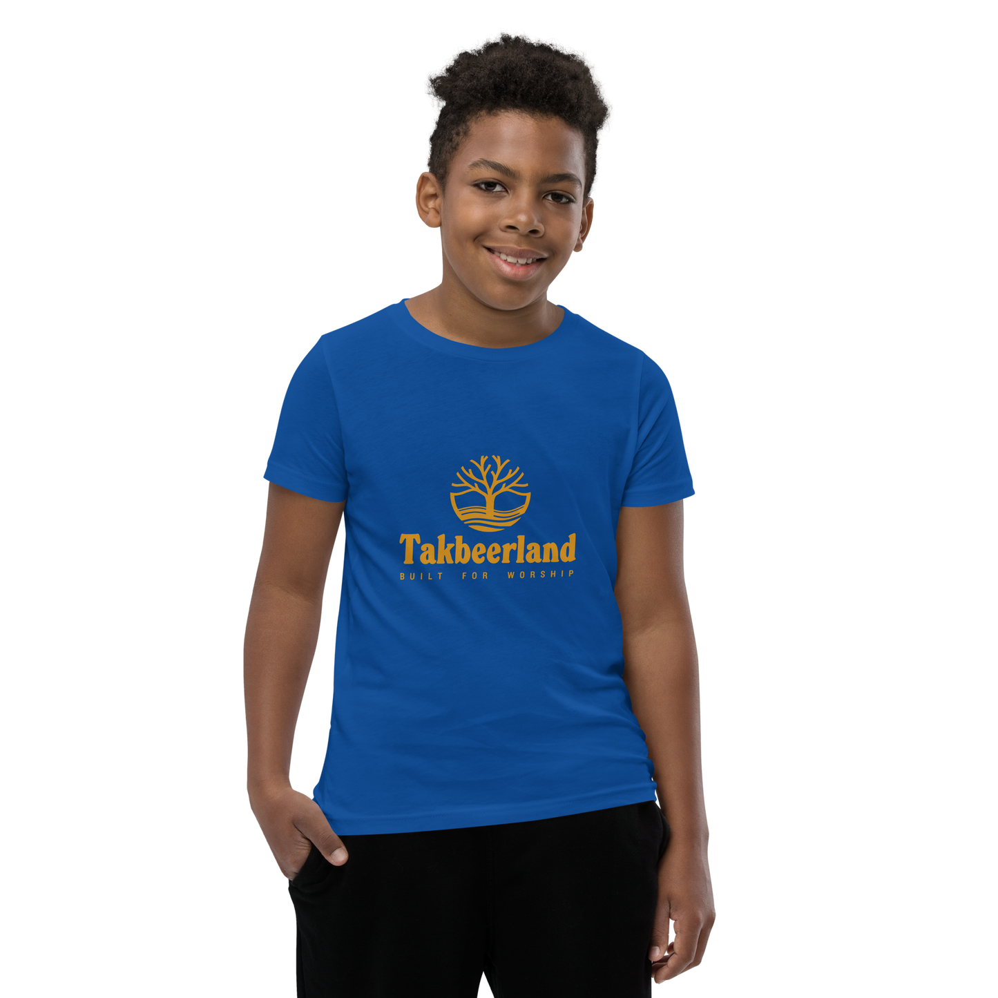 CHILDREN's T-Shirt - TAKBEERLAND FULL LOGO (Centered/Medium) - Gold