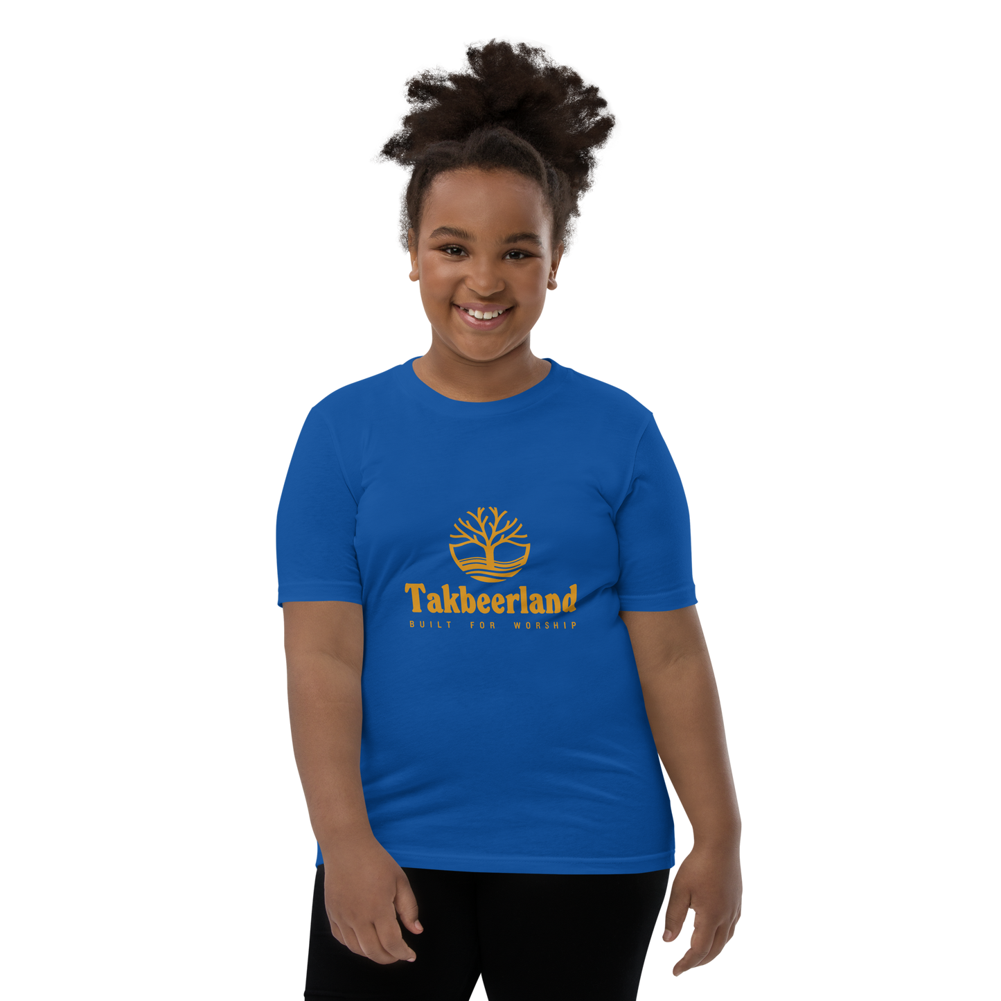 CHILDREN's T-Shirt - TAKBEERLAND FULL LOGO (Centered/Medium) - Gold