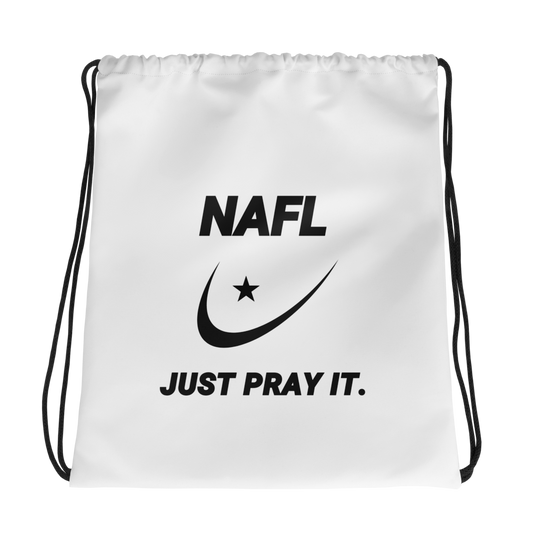 BAG Drawstring - NAFL JUST PRAY IT w/ Logo - White/Black