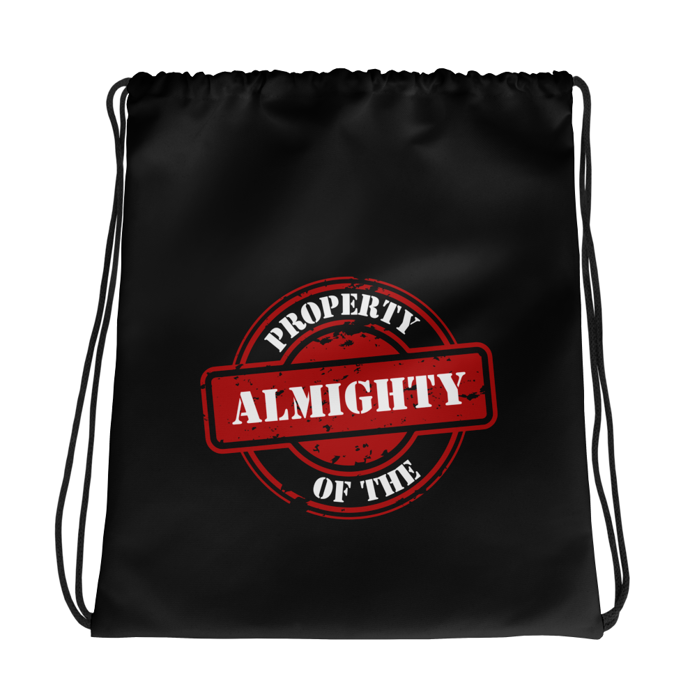 BAG Drawstring - PROPERTY OF THE ALMIGHTY - White/White/Red