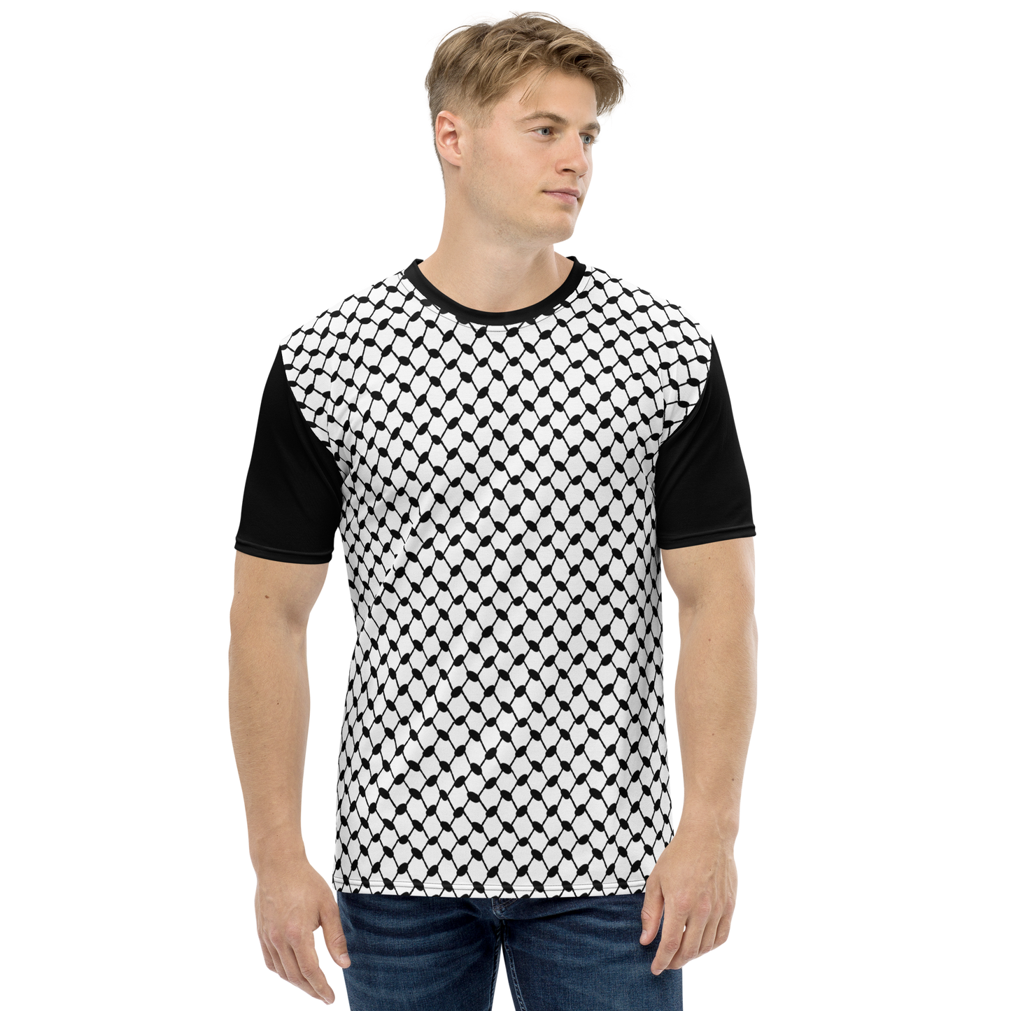 MEN's T-shirt - KUFIYAH - Black Collar/Arms