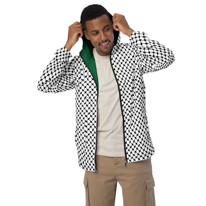 MEN’s Windbreaker Jacket - KUFIYAH WHITE - Black/Green/Red (Inner Lining)