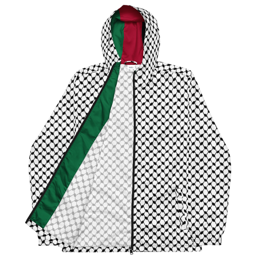 MEN’s Windbreaker Jacket - KUFIYAH WHITE - Black/Green/Red (Inner Lining)
