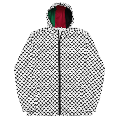 MEN’s Windbreaker Jacket - KUFIYAH WHITE - Black/Green/Red (Inner Lining)