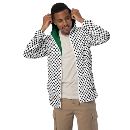 MEN’s Windbreaker Jacket - KUFIYAH WHITE - Black/Green/Red (Inner Lining)