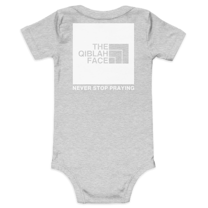 BABY One Piece - THE QIBLAH FACE (Never Stop Praying - Back Logo) - White