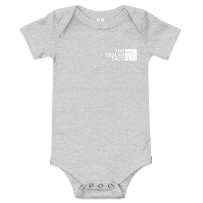 BABY One Piece - THE QIBLAH FACE (Small Logo Front/Back) - White