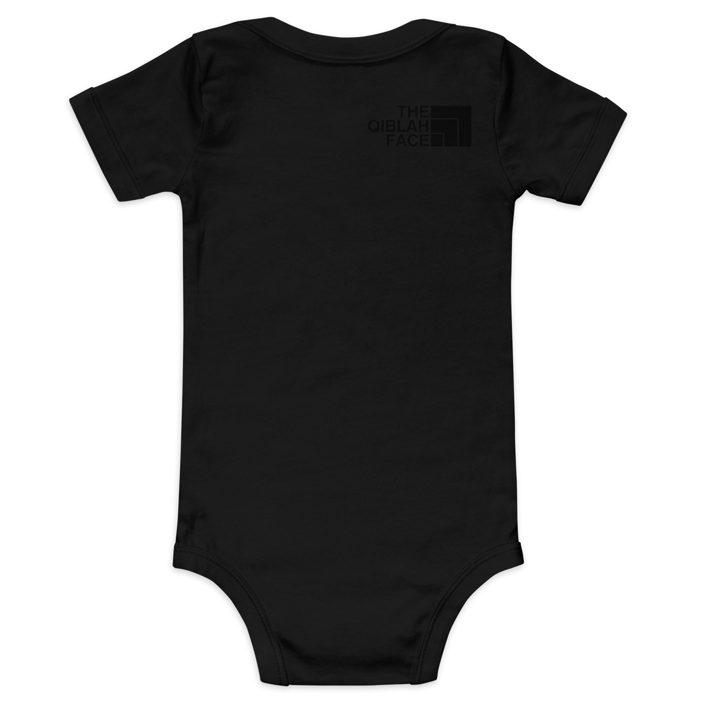 BABY One Piece - THE QIBLAH FACE (Small Logo Front/Back) - Black