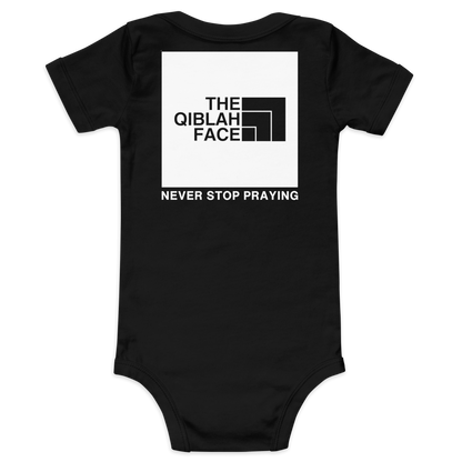 BABY One Piece - THE QIBLAH FACE (Never Stop Praying - Back Logo) - White