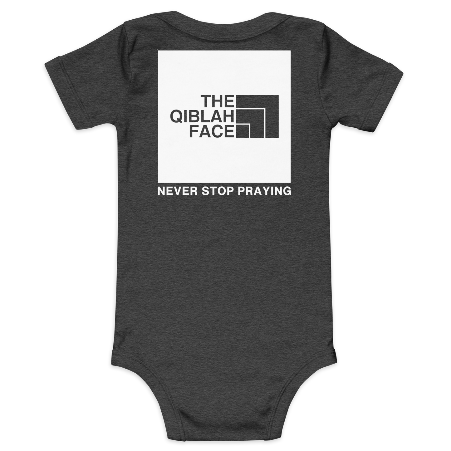 BABY One Piece - THE QIBLAH FACE (Never Stop Praying - Back Logo) - White