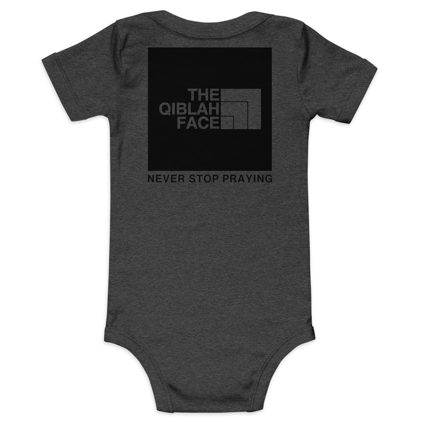BABY One Piece - THE QIBLAH FACE (Never Stop Praying - Back Logo) - Black