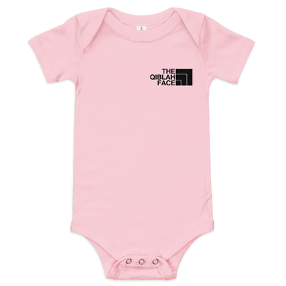 BABY One Piece - THE QIBLAH FACE (Small Logo Front/Back) - Black