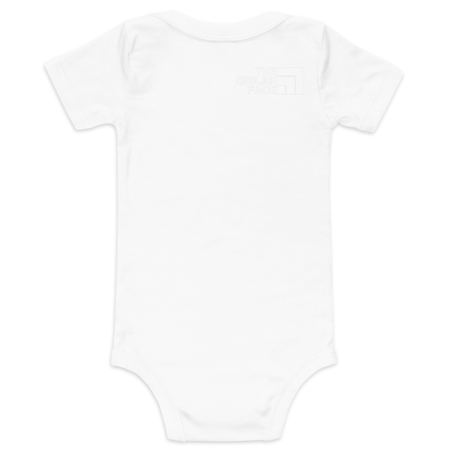 BABY One Piece - THE QIBLAH FACE (Small Logo Front/Back) - White