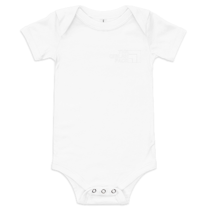 BABY One Piece - THE QIBLAH FACE (Small Logo Front/Back) - White