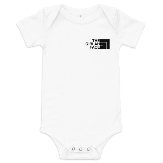 BABY One Piece - THE QIBLAH FACE (Small Logo Front/Back) - Black