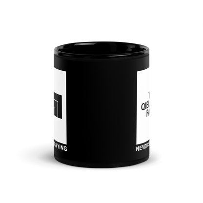 MUG Glossy Black - THE QIBLAH FACE (Never Stop Praying - Back Logo)