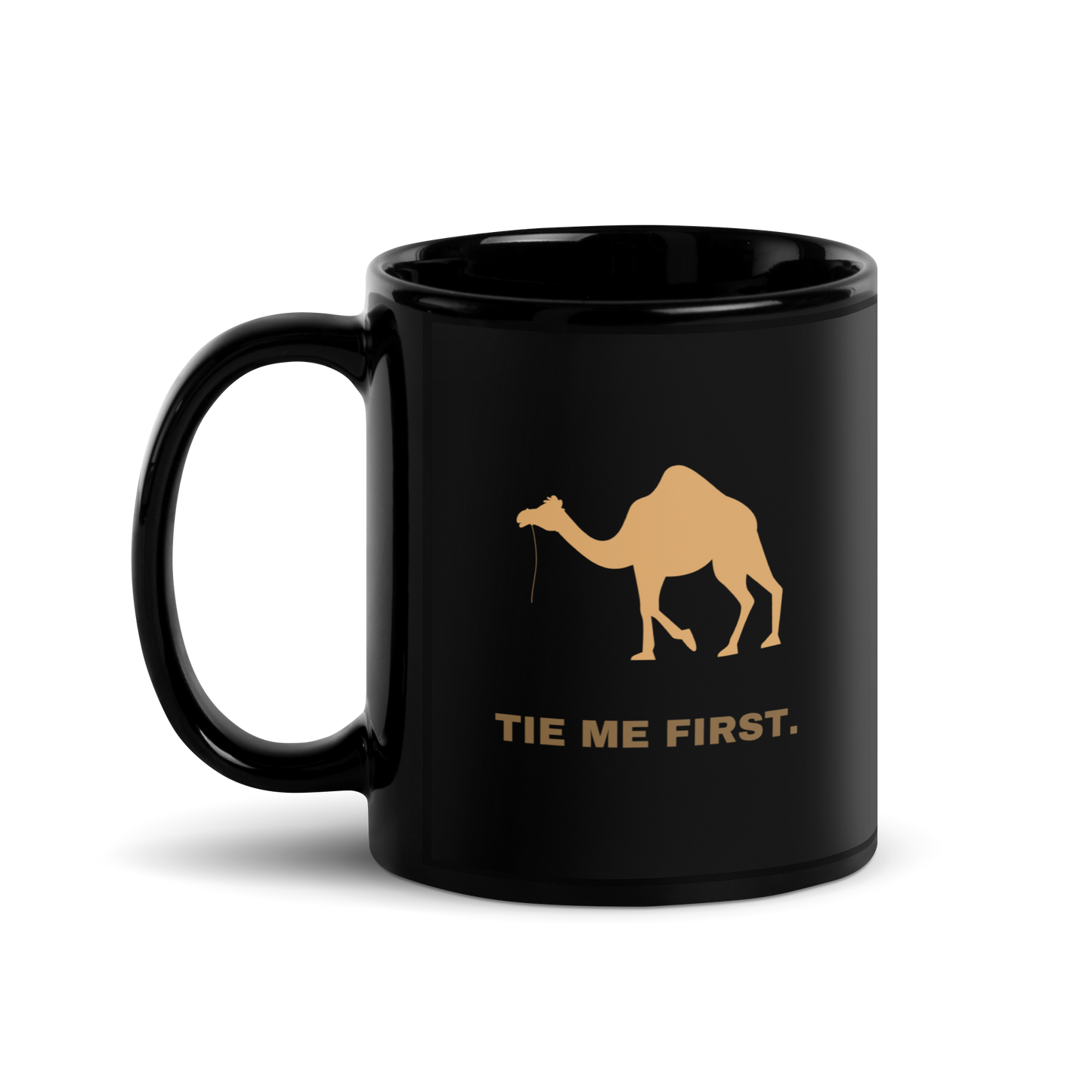 MUG Glossy Black - TIE ME FIRST - Brown