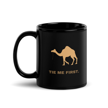 MUG Glossy Black - TIE ME FIRST - Brown