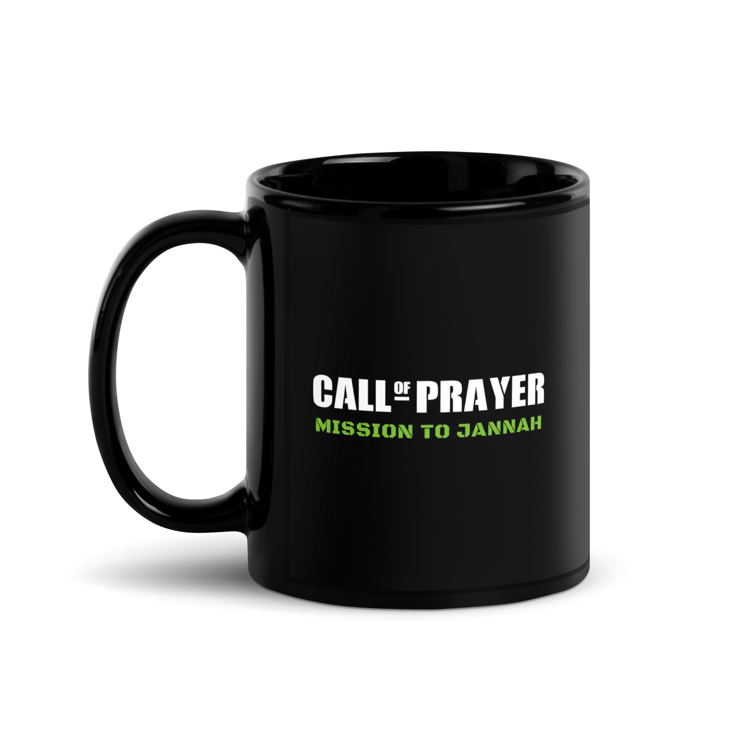 MUG Glossy Black - CALL OF PRAYER - White/Green