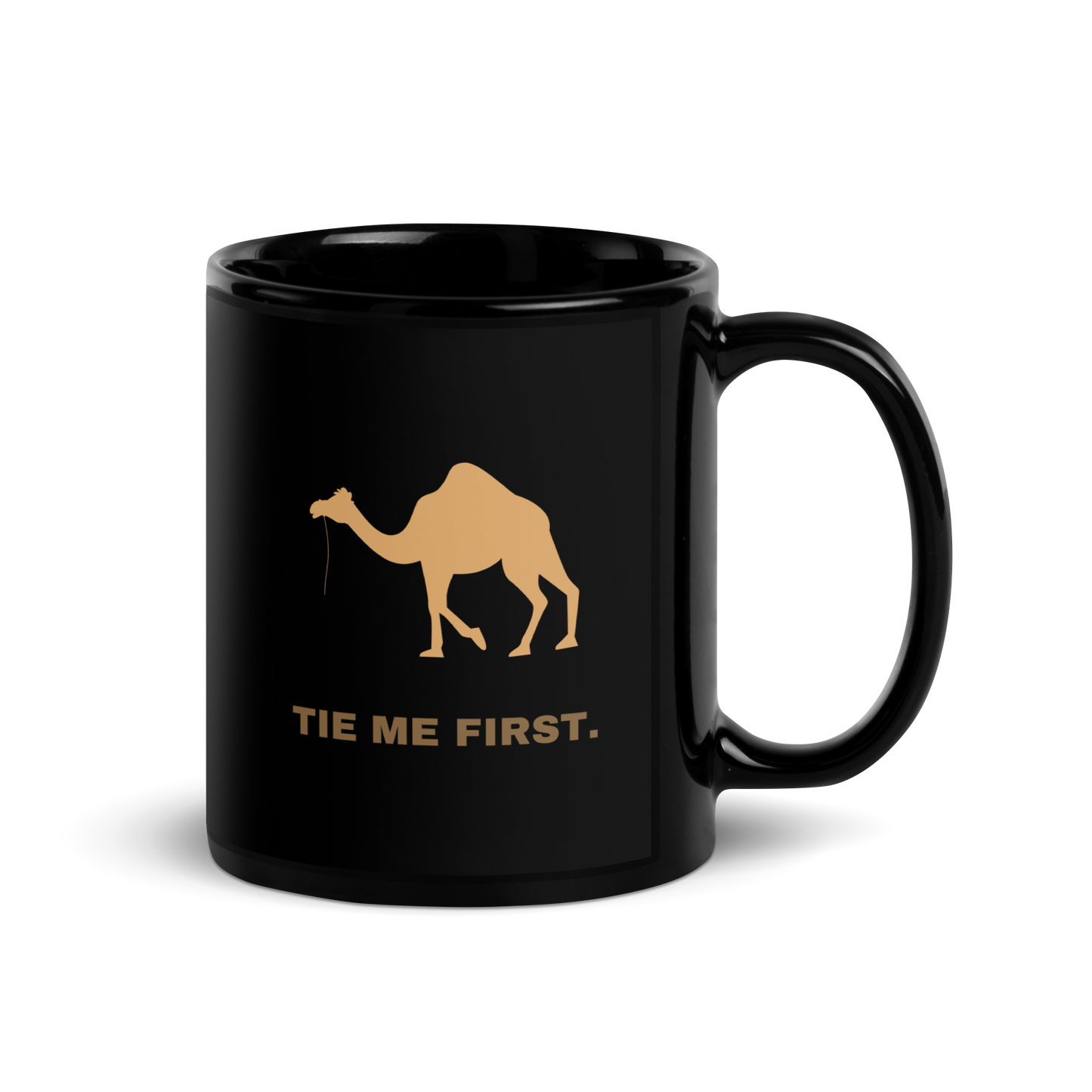 MUG Glossy Black - TIE ME FIRST - Brown