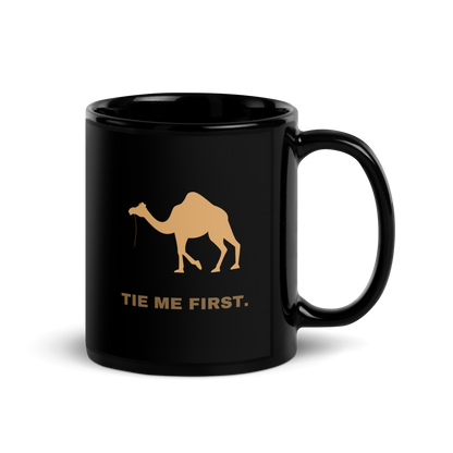 MUG Glossy Black - TIE ME FIRST - Brown