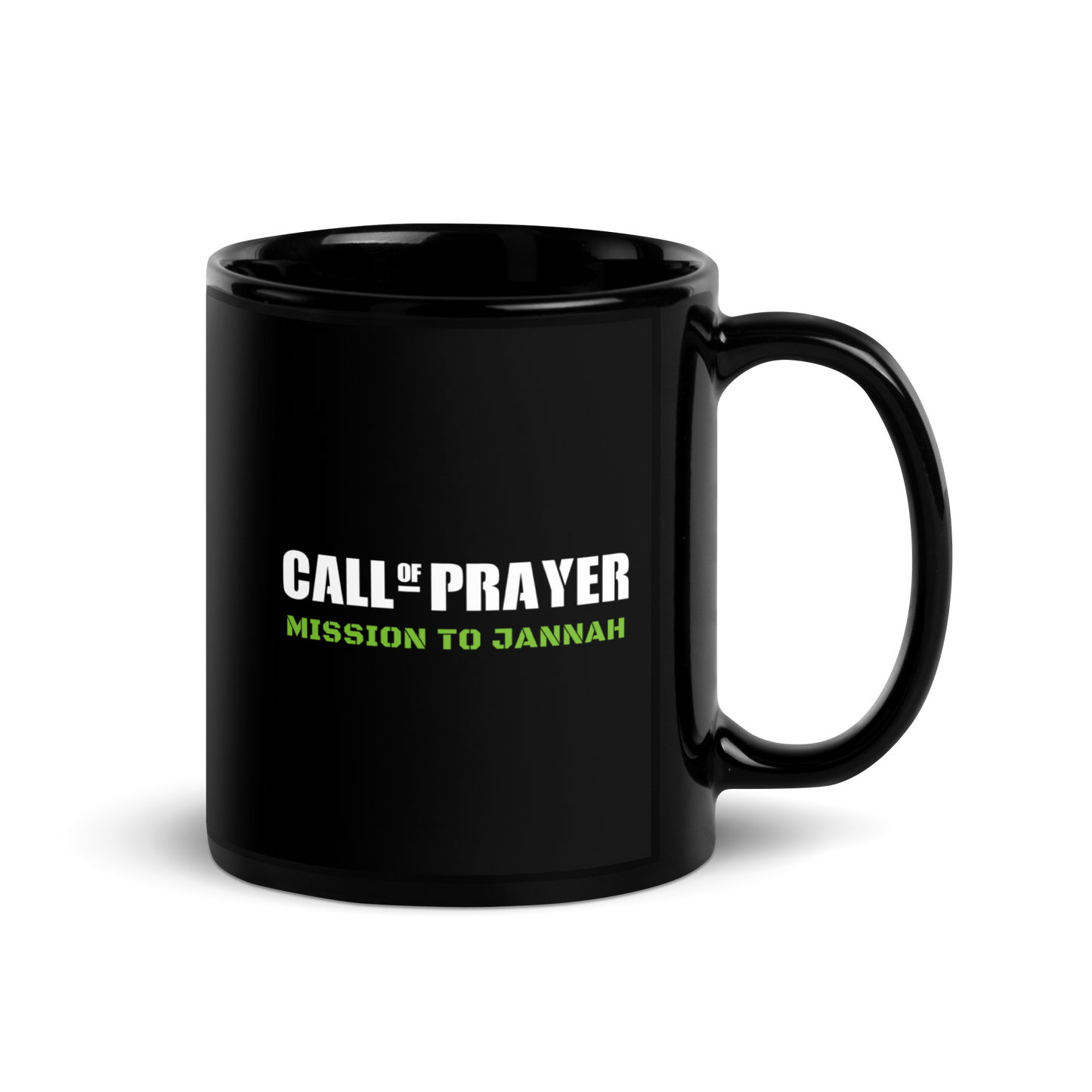 MUG Glossy Black - CALL OF PRAYER - White/Green