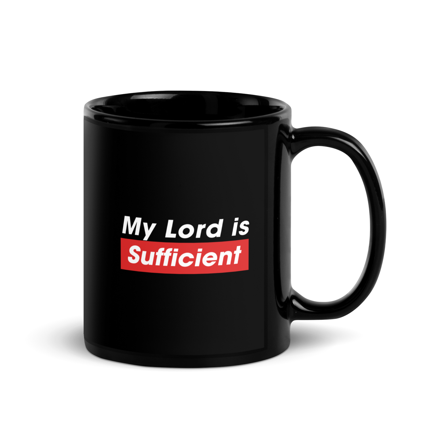 MUG Glossy Black - MY LORD IS SUFFICIENT