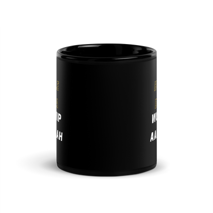 MUG Glossy Black - HUSTLE & WORSHIP - Gold/White