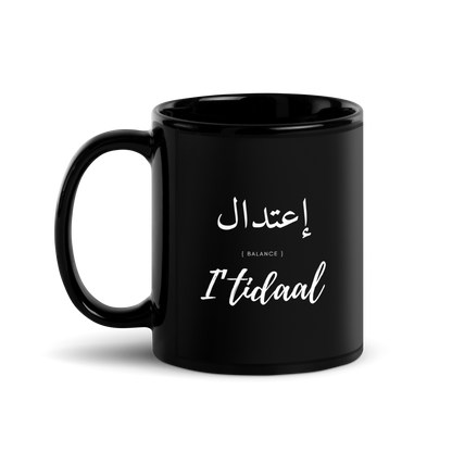 MUG Glossy Black - I'TIDAAL (BALANCE) Arabic/English - White