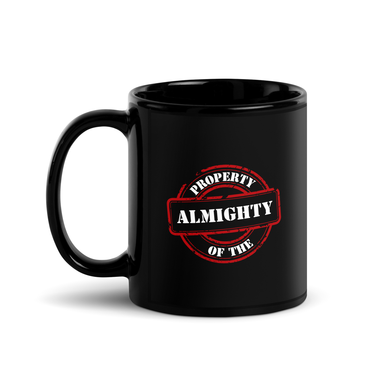 MUG Glossy Black - PROPERTY OF THE ALMIGHTY - White